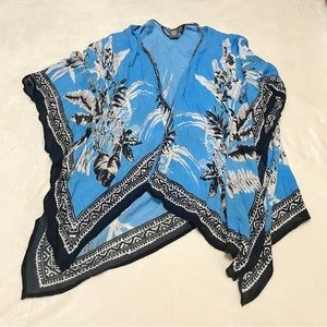Vince Camuto blue and black Kimono Swimsuit Cover Up Beach Top